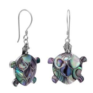 🐢 Paua Shell French Wire Sterling Silver Earrings